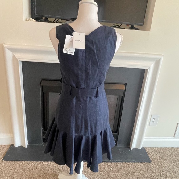 ZIMMERMANN Glassy Safari Belted Fluted Linen Mini Dress - Picture 4 of 8